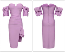 Load image into Gallery viewer, Violet Off Shoulder Bandage Dress FancySticated

