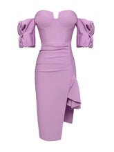 Load image into Gallery viewer, Violet Off Shoulder Bandage Dress FancySticated
