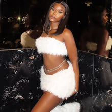 Load image into Gallery viewer, White Fur Skirt Set FancySticated
