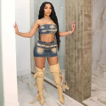 Load image into Gallery viewer, Yaya Denim Skirt Set FancySticated
