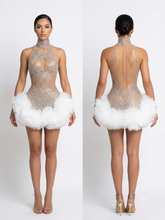 Load image into Gallery viewer, Cocktail Feather Mini Dress
