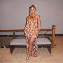 Load image into Gallery viewer, Siena Mesh Bodysuit Tassel Dress
