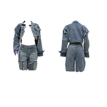 Load image into Gallery viewer, Helena Denim Short Set
