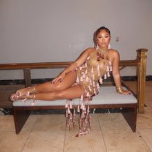 Load image into Gallery viewer, Siena Mesh Bodysuit Tassel Dress
